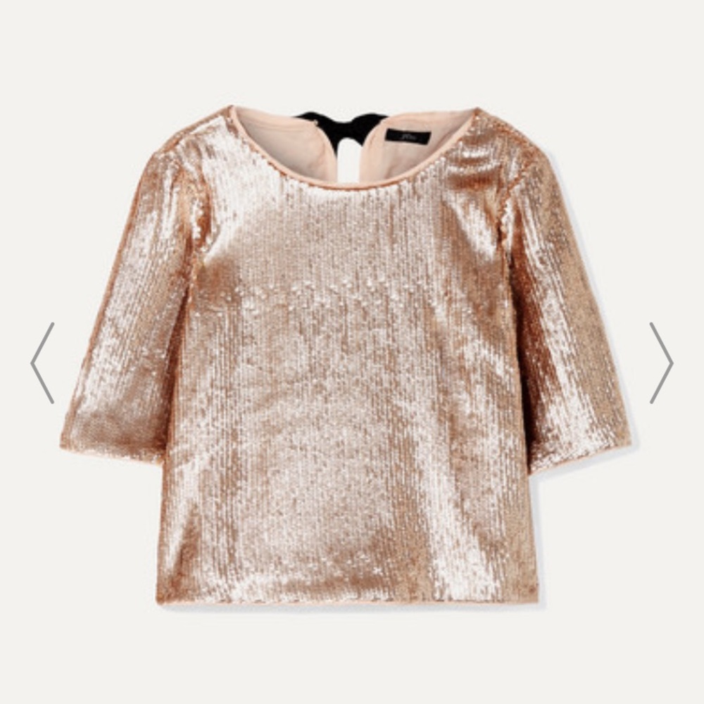J.Crew Bianca grosgrain-trimmed sequined crepe top
